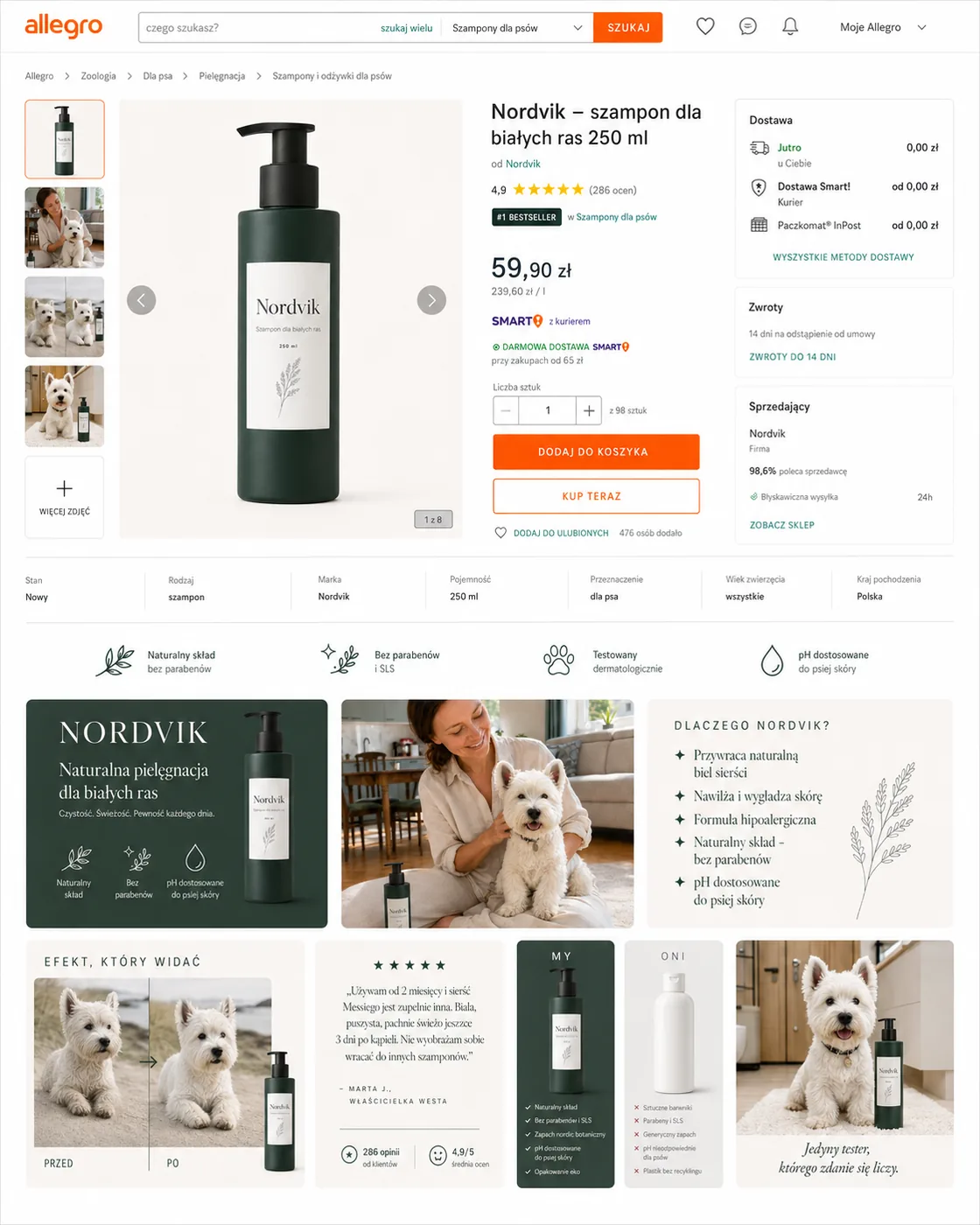 Listing z pełną kartą MJ Assets